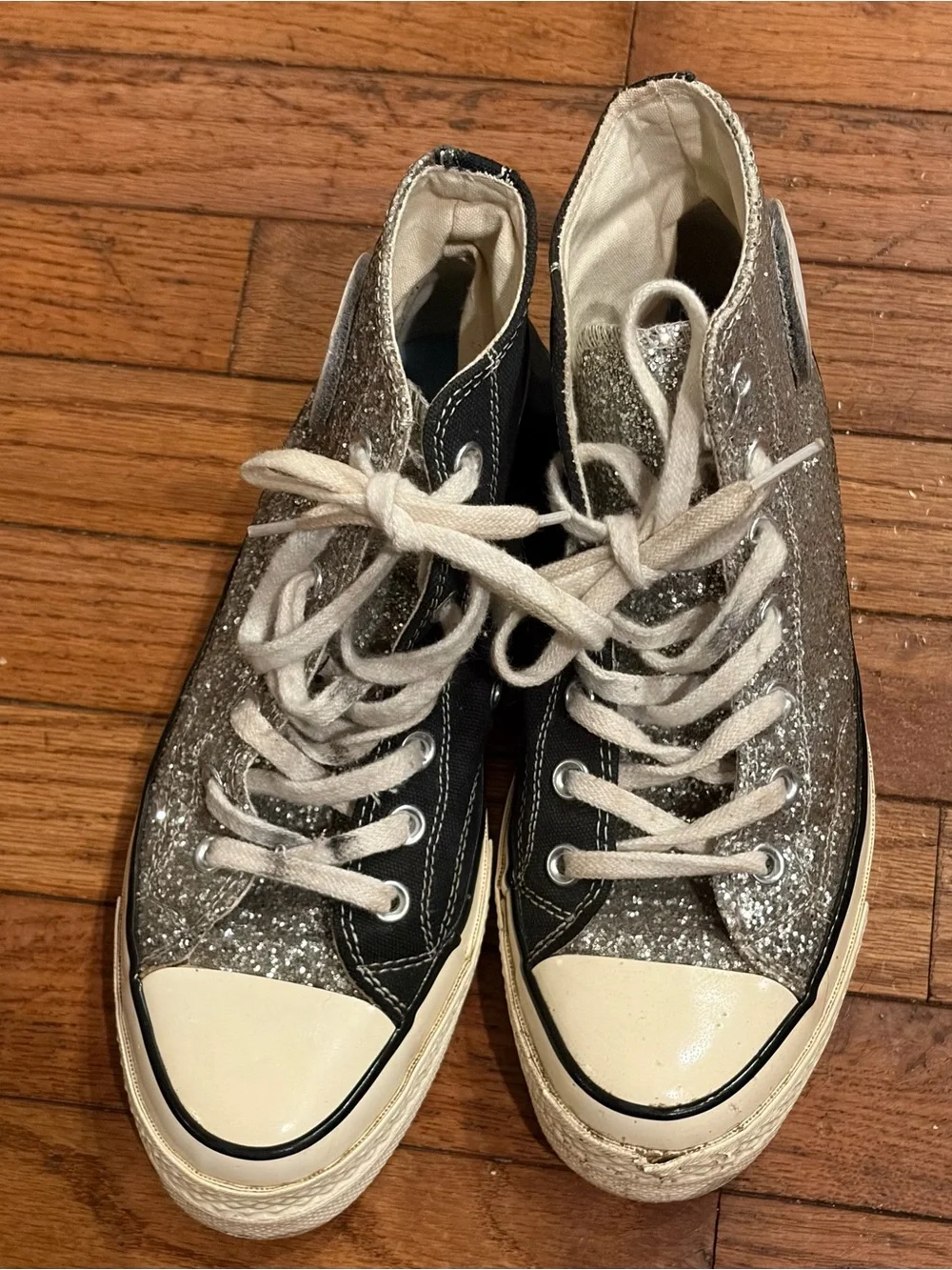 Converse x Chiara Ferragni High Silver Black Glitter Chuck Taylor Women size 8